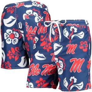 Ole Miss‎ Rebels Swim Trunks Mens XL Blue Wes & Willy Floral Volley Logo Shorts